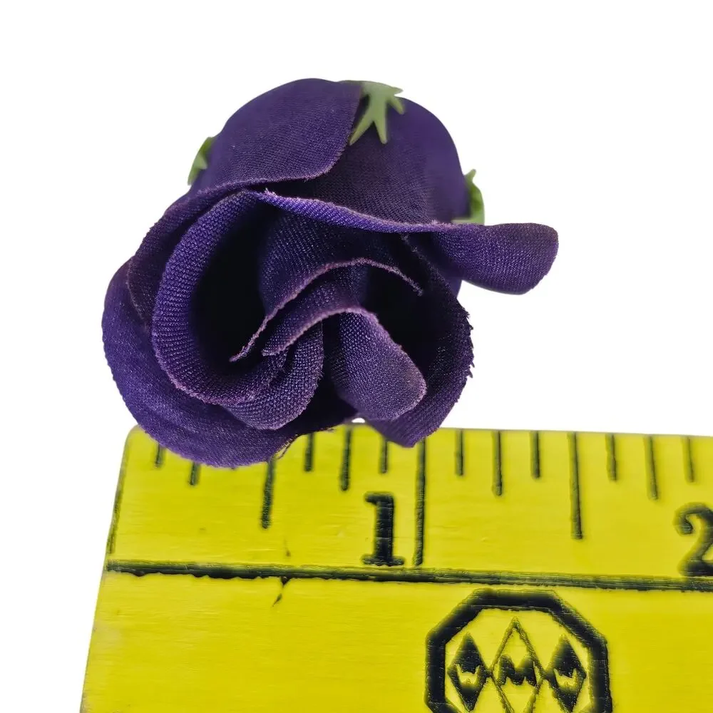 50 Purple Silk Rose Buds Stemless Wedding Floral Craft DIY Wreaths 2 inch